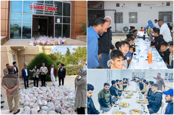 جامعة كركوك تنظم حملات رمضانية لتوزيع سلات غذائية على طلبة الأقسام الداخلية