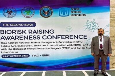 A prof from the University of Kirkuk participates in the Iraq Conference to Raise Awareness of Biological Hazards