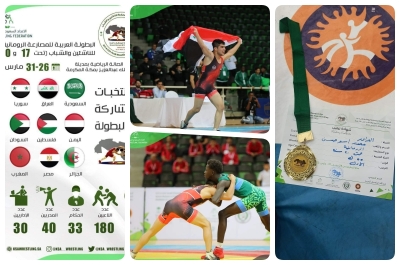 A student from the University of Kirkuk wins a gold medal in the Arab Roman Wrestling Championship