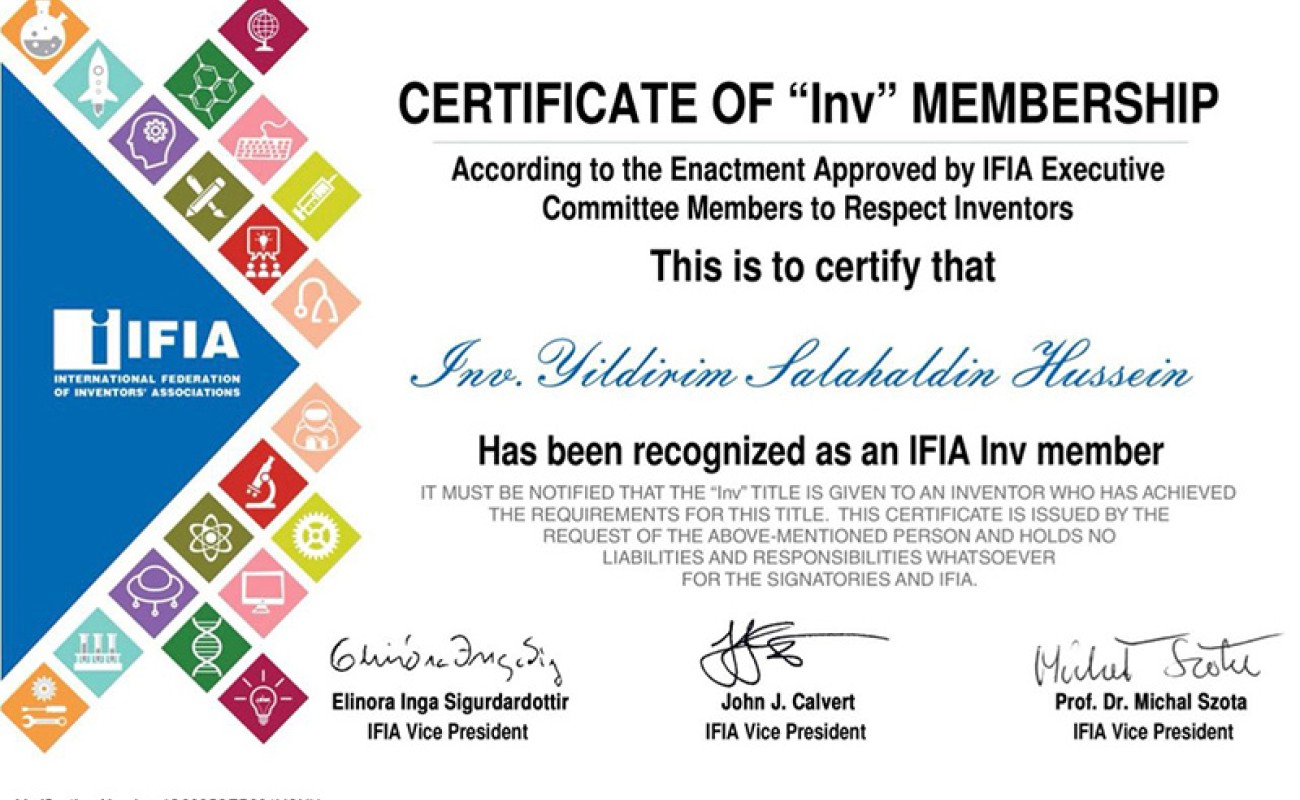 تدريسي من كلية الإدارة والاقتصاد بجامعة كركوك ينال لقب “مخترع معتمد” دولياً