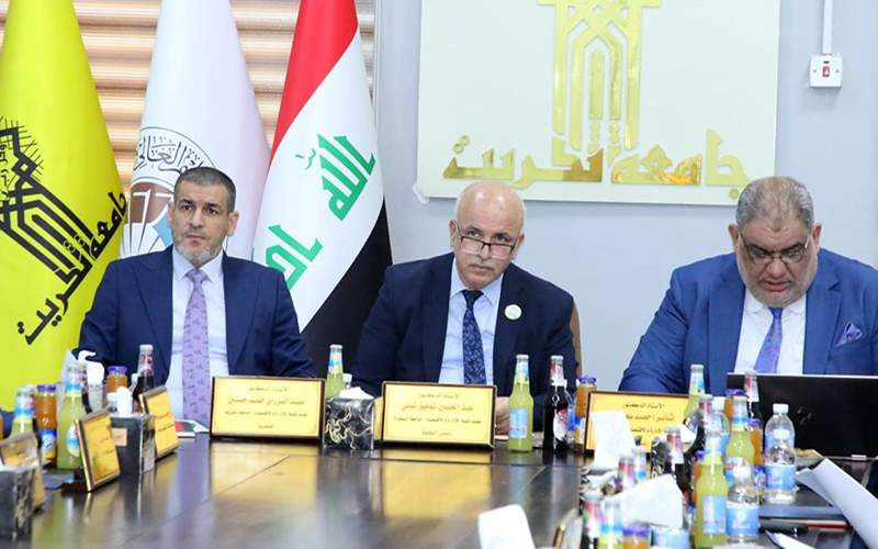 الجلسة الثانية للجنة عمداء كليات الادارة والاقتصاد على باحة دار ضيافة جامعة تكريت