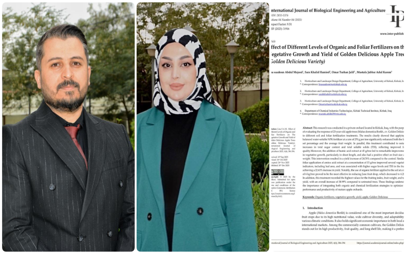 تدريسيان من جامعة كركوك ينشران بحثا علميا في مجلة عالمية