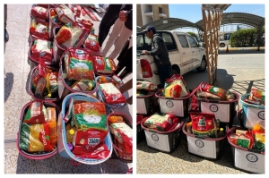 كلية الصيدلة تنظم حملة تطوعية بتوزيع سلات غذائية