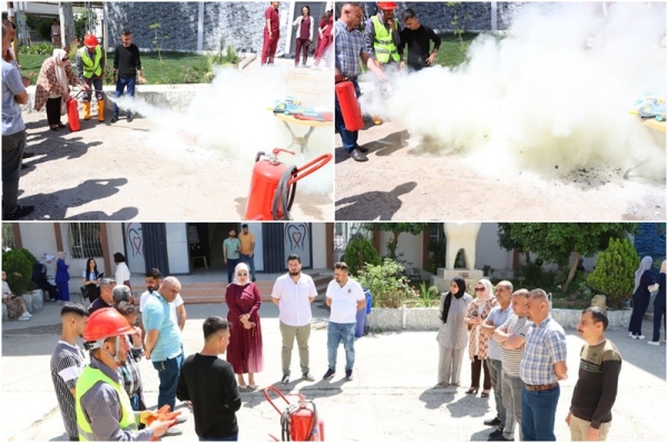 كلية طب الأسنان تجري ممارسة على اعمال الدفاع المدني ومتطلبات السلامة