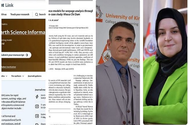 السيدة عميد كلية الهندسة تنشر بحثًا علميًا في مجلة عالمية رصينة عن تحليل ظاهرة التسرب المائي في السدود الترابية