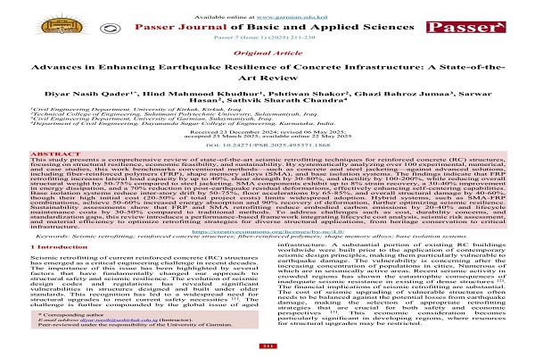 ‎تدريسيان في كلية الهندسة في جامعة كركوك ينشران بحثًا في مجلة عالمية رصينة