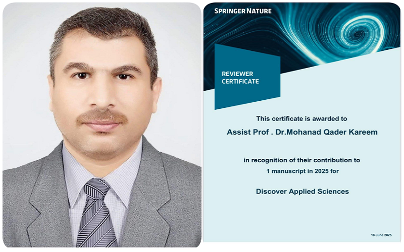 A teaching selection at the University of Kirkuk as a scientific evaluator for an international magazine