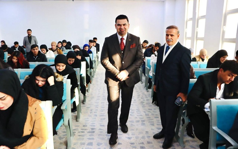 The President of Kirkuk University monitors and inspects the progress of the final exams.