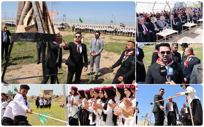 In a first-of-its-kind event... The President of Kirkuk University sponsors the scout camp and emphasizes developing leadership skills among students and promoting peaceful coexistence.