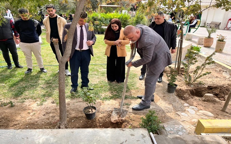 كلية التمريض تنظم حملة لتشجير أروقتها احتفاءً بيوم التشجير الوطني