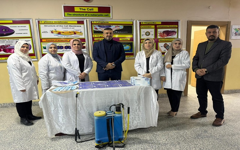 The Department of Biological Science at the College of Education for Pure Sciences Kirkuk University organized an awareness campaign, disinfecting and sterilizing all the corridors of the Department