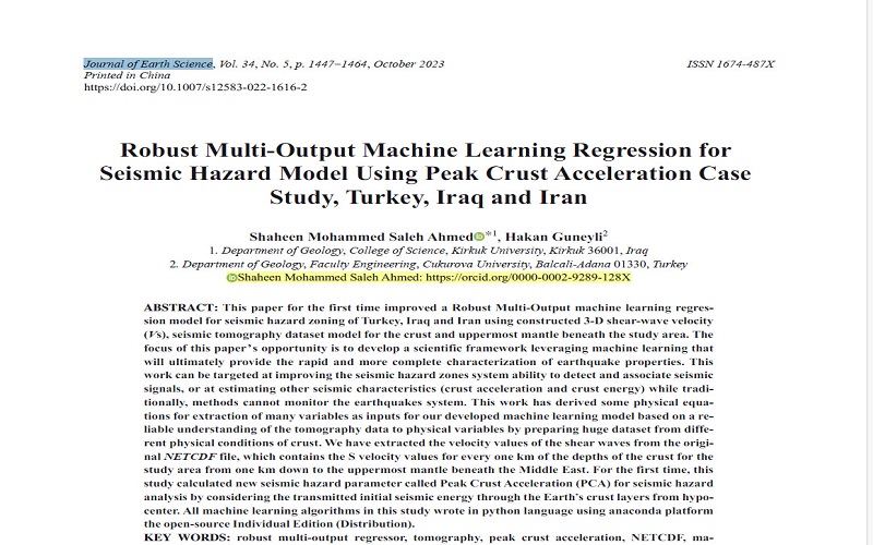 A lecturer at the College of Science/University of Kirkuk publishes scientific research in one of the international journals within Scopus and Clarivate indexes