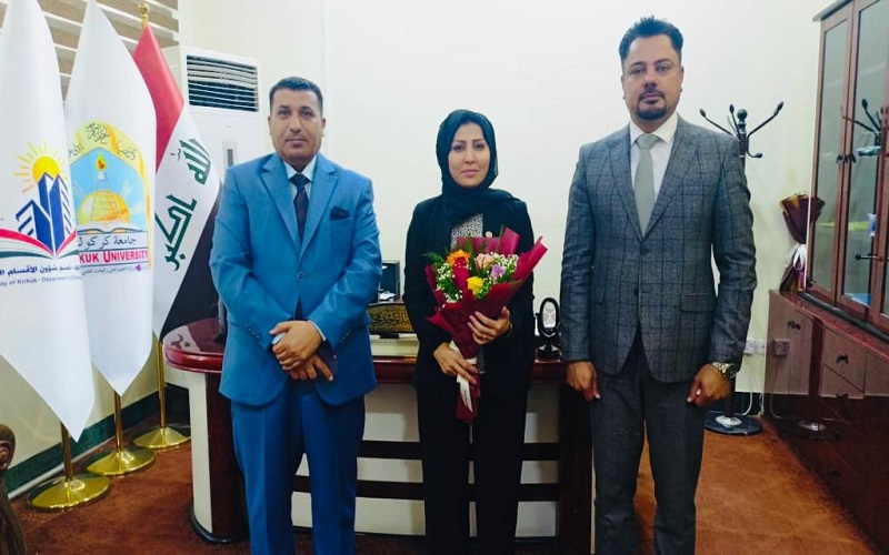 تهنئة السيد عميد كلية العلوم/ جامعة كركوك للاستاذ المساعد ايمان عبد الواحد مجيد بمناسبة تسمنها المنصب الجديد