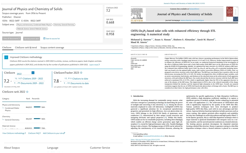 A research team at the University of Kirkuk publishes scientific research 