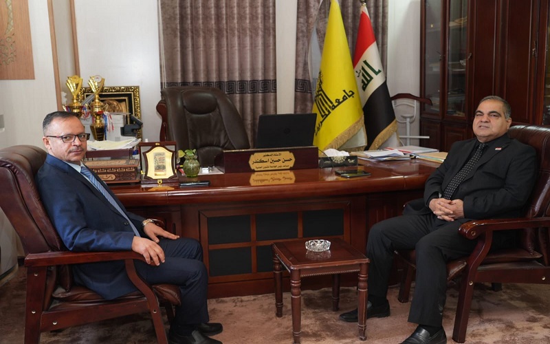 مساعد رئيس جامعة كركوك للشؤون العلمية وعميد كلية العلوم وكالةً يُجري زيارة لجامعة تكريت.