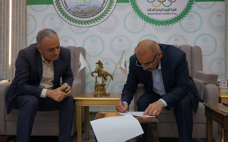 كلية التربية البدنية وعلوم الرياضة بجامعة كركوك توقع مذكرة تعاون وشراكة مع اللجنة الأولمبية الوطنية العراقية فرع كركوك