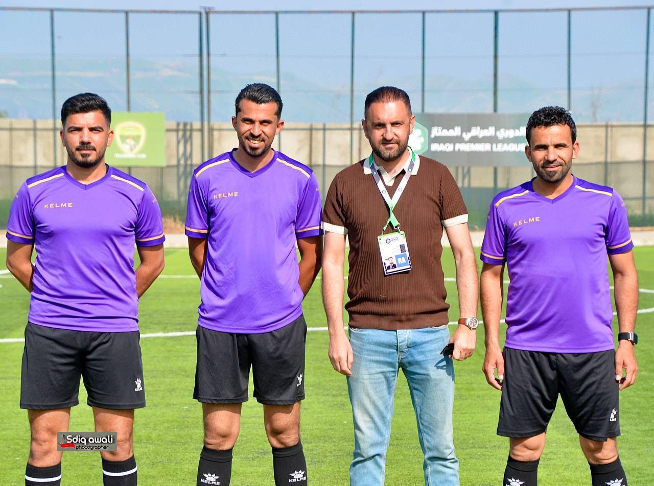 تدريسي في كلية التربية البدنية وعلوم الرياضة يشارك في تقييم حكام مباراة نادي بيشمركة السليمانية ونادي جولان