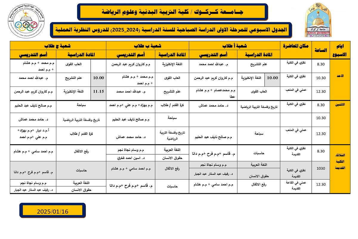 Second stage schedule 2025