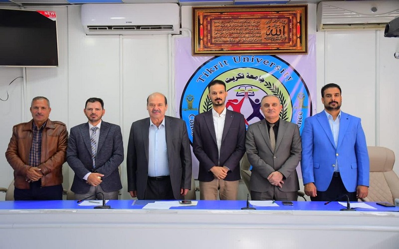 عميد كلية التربية البدنية وعلوم الرياضة يشارك في عضوية لجنة امتحان شامل شفوي لطالب دكتوراه في جامعة تكريت 