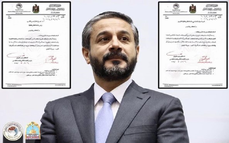 وزير التعليم يوجه شكره وتقديره لرئيس جامعة كركوك ولمنتسبي الجامعة ويثمن جهودهم في تقديم الخدمات التعليمية 