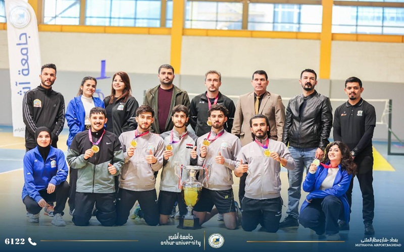 طالب في كلية علوم الحاسوب وتكنولوجيا المعلومات يشارك فوز الجامعة ببطولة الجامعات العراقية بالريشة الطائرة