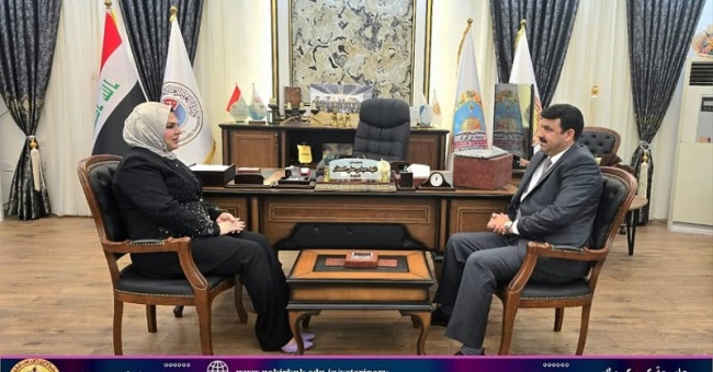The Dean of the College of Veterinary Medicine receives the Director of the Veterinary Teaching Hospital in Kirkuk Governorate 