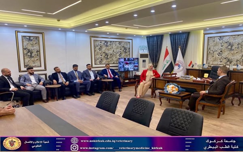 The Dean of the College of Veterinary Medicine receives an academic delegation from the Presidency of Kirkuk University 