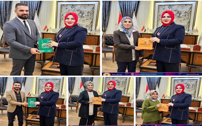 The Dean of the Faculty of Veterinary Medicine honors a group of faculty members