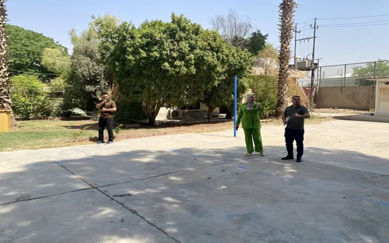 The Dean of the College of Veterinary Medicine inspects the final stages of work at the college.